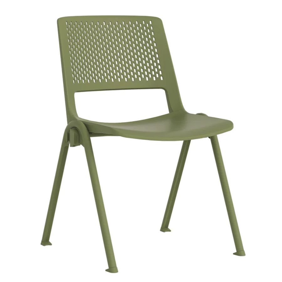 SILLA DE VISITA ENZO Silla de visita Enzo color verde en perspectiva con patas normales y asiento ergonómico de ScrivaniaMx.