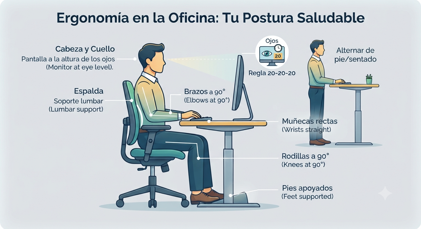 Ergonomía y Salud Postural en la Oficina Ergonomía en la Oficina: Tu Postura Saludable'