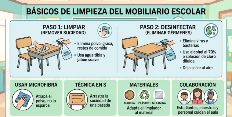 Limpieza Rápida y Eficiente del Mobiliario Escolar