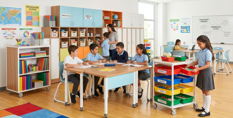 Mobiliario escolar para almacenaje eficiente