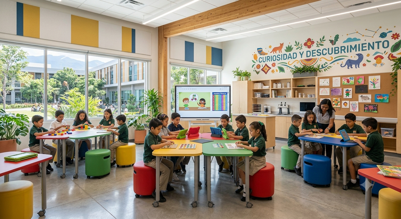 Un aula de primaria moderna y luminosa