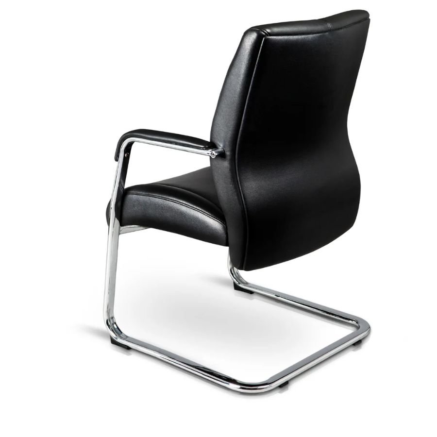 SILLA ZANE V Silla fija Zane V negra vista trasera estructura cromada elegante ScrivaniaMx